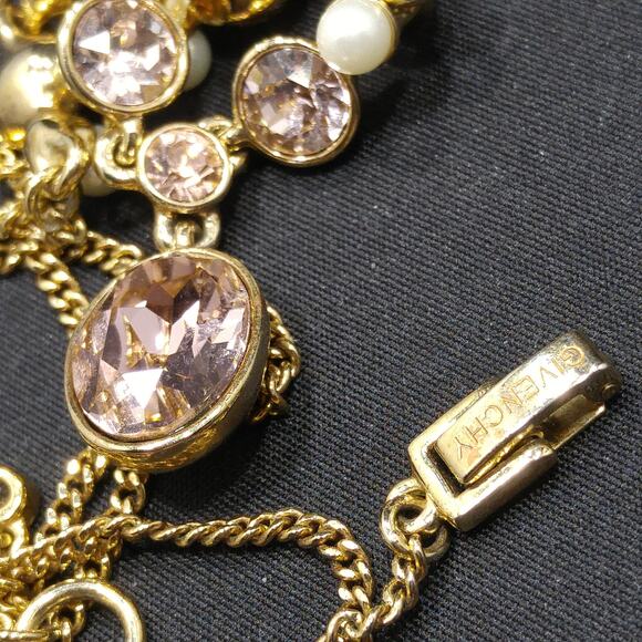 Givenchy Vintage Necklace – Gold Plated Pink Rhinestone & Faux Pearls, 1990s - Picture 10 of 10